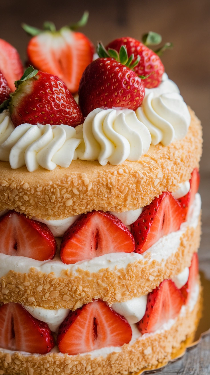 Fresh Strawberry Cream Layer Cake