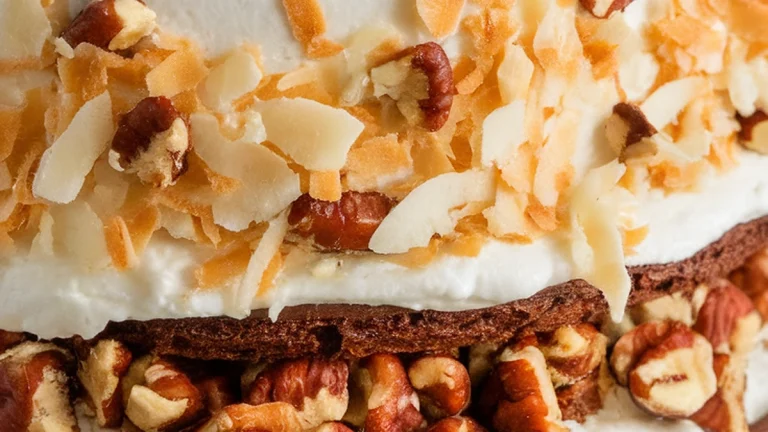 German Chocolate Layer Cake with Pecan Coconut Filling - Featured