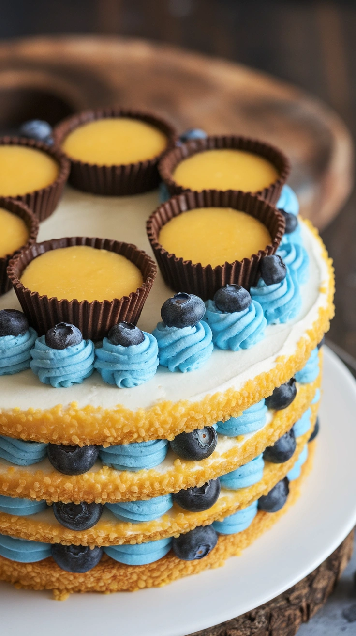 Lemon Curd and Blueberry Buttercream Layer Cake