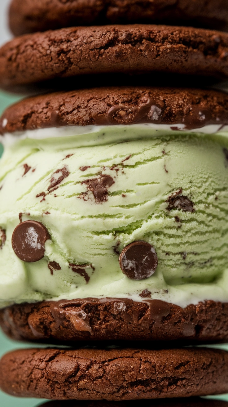Mint Chocolate Chip Ice Cream Sandwiches