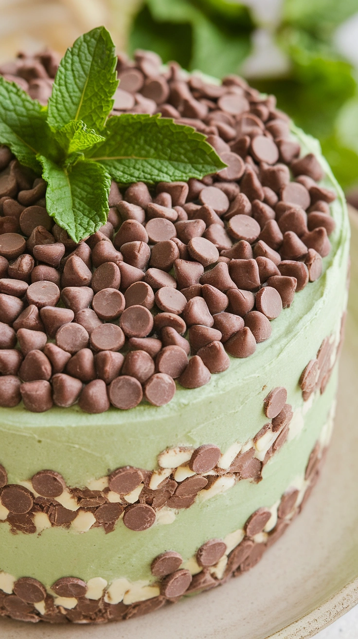 Mint Chocolate Chip No-Bake Cake