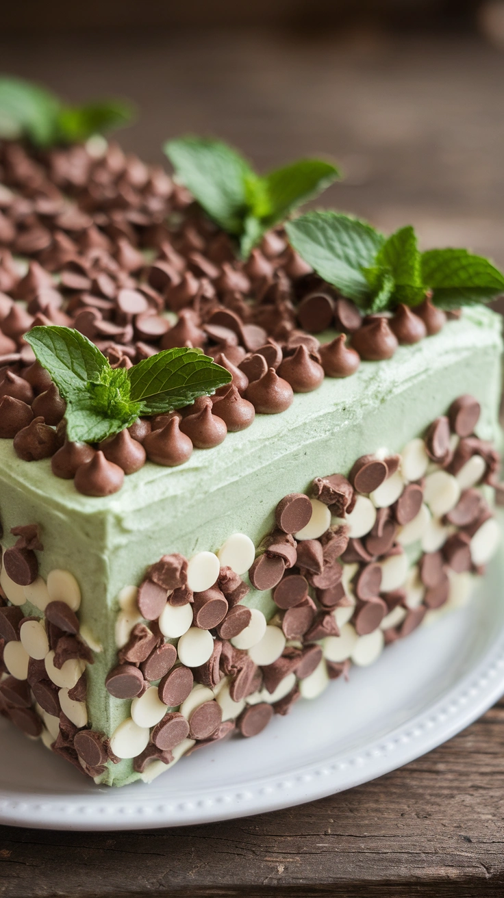 Mint Chocolate Chip Sheet Cake