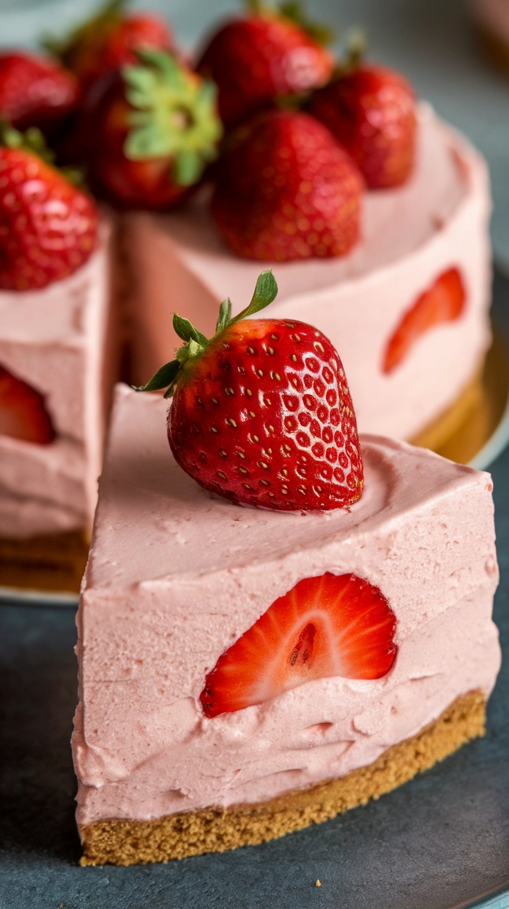 No-Bake Strawberry Mousse Cake