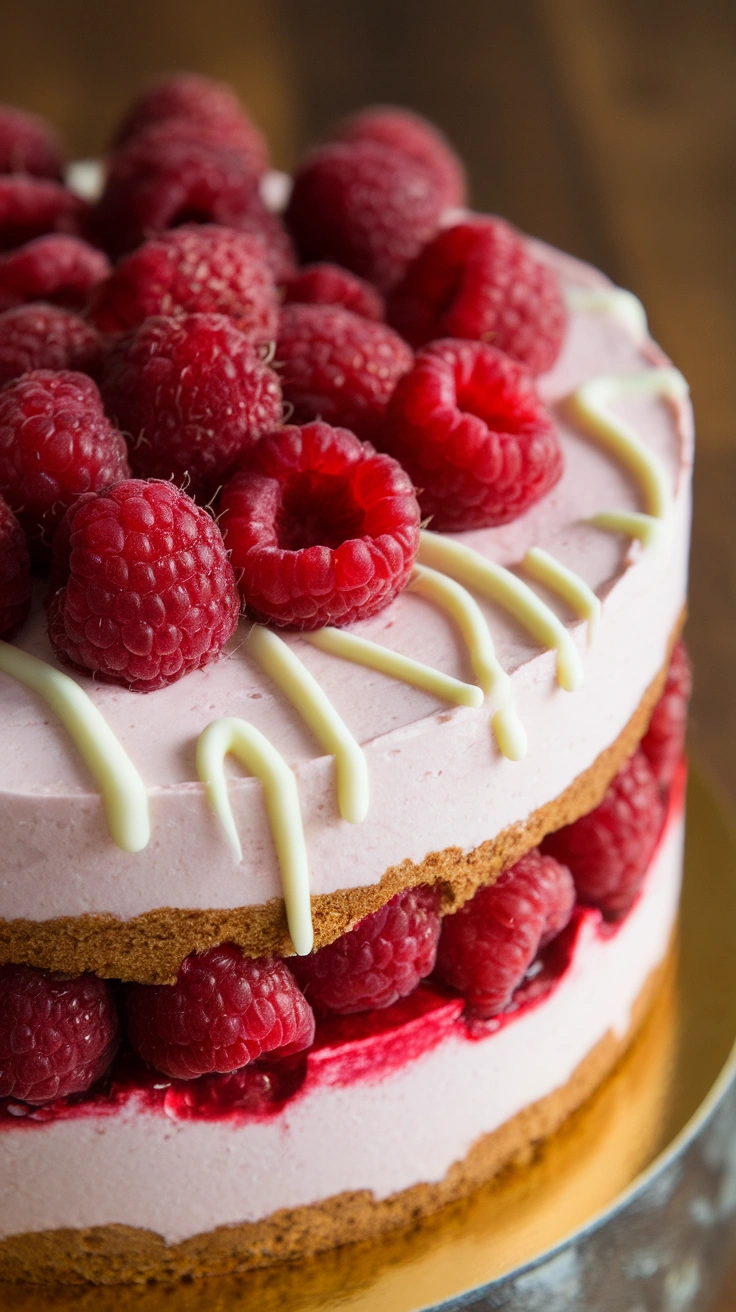 Raspberry White Chocolate Mousse Cake