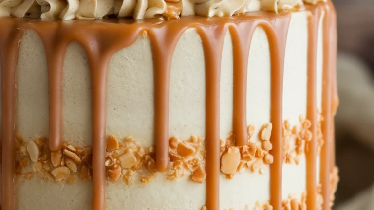 Salted Caramel Drizzle and Toffee Layer Cake - Featured