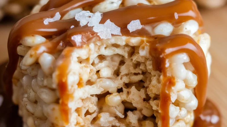 Salted Caramel Rice Cereal Treats - Featured