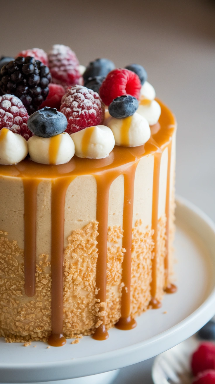 Salted Caramel Vanilla Poke Cake