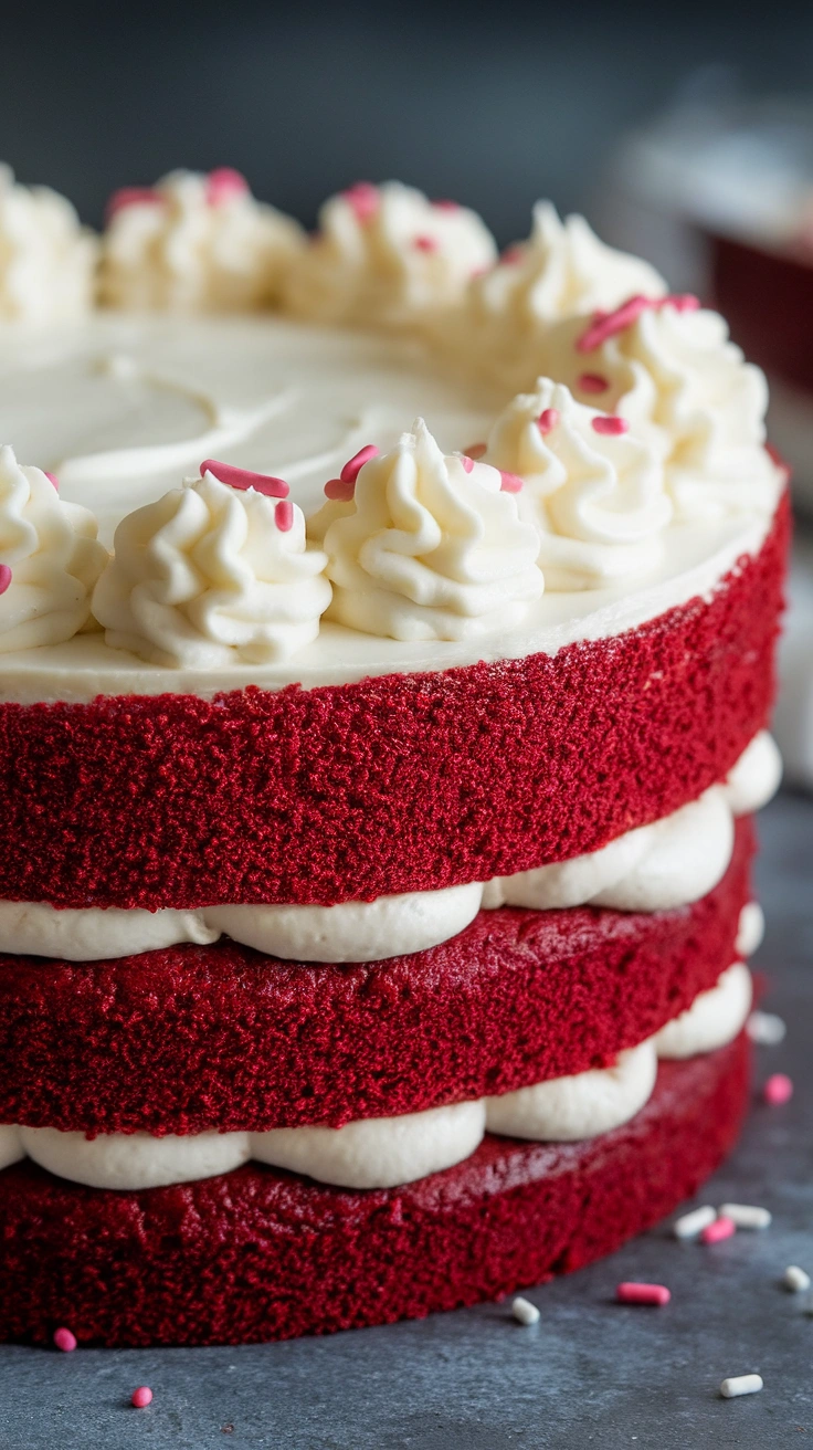 Southern Red Velvet Layer Cake with White Chocolate Frosting