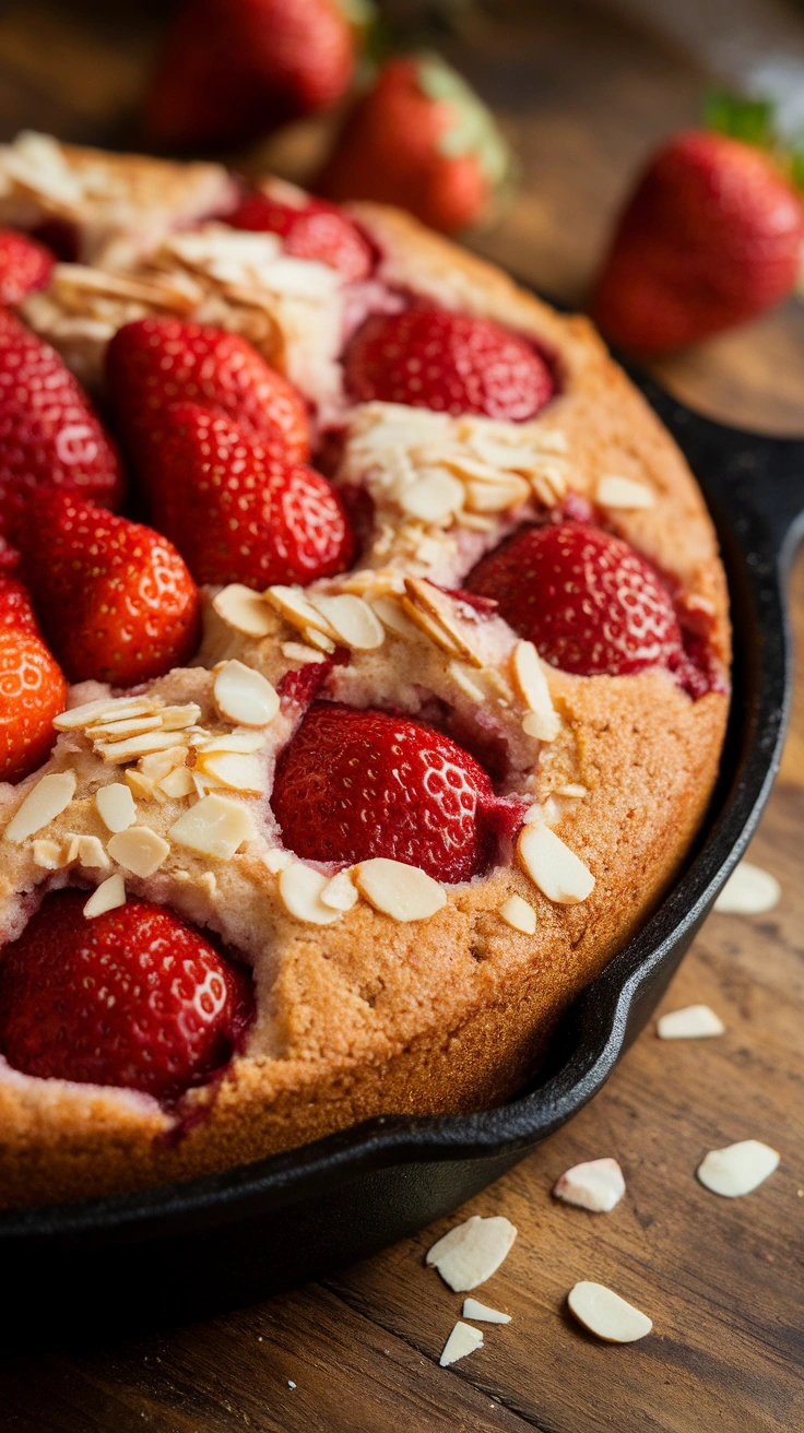 Strawberry Almond Skillet Cake