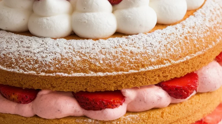 Strawberry Cream Sponge Cake - Featured