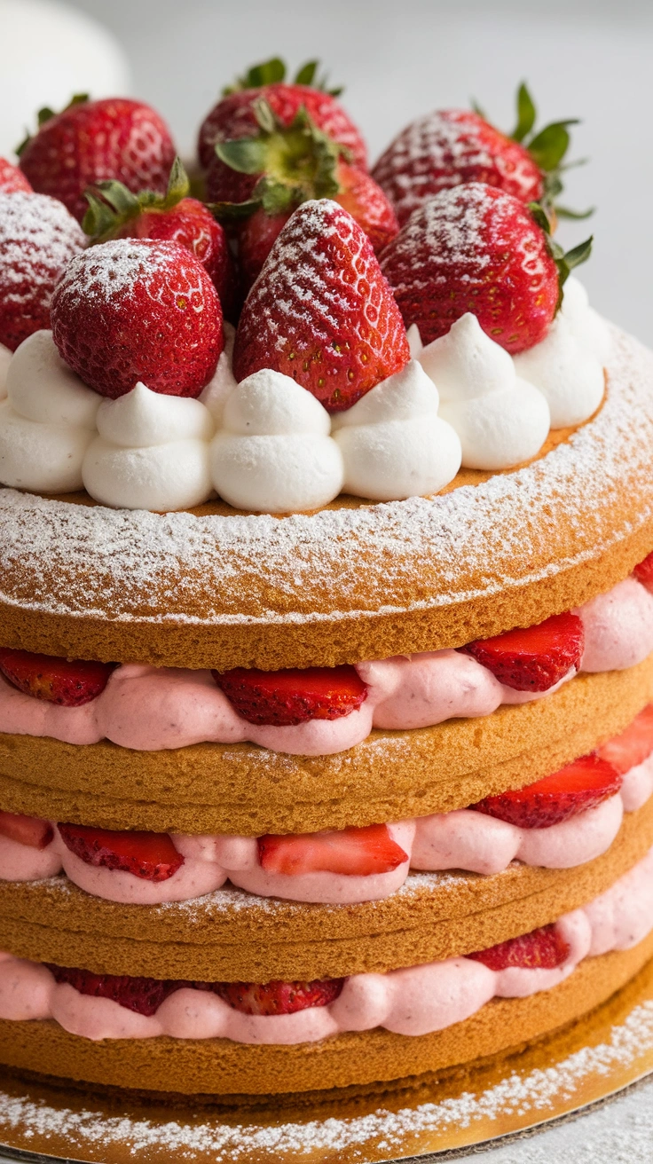 Strawberry Cream Sponge Cake