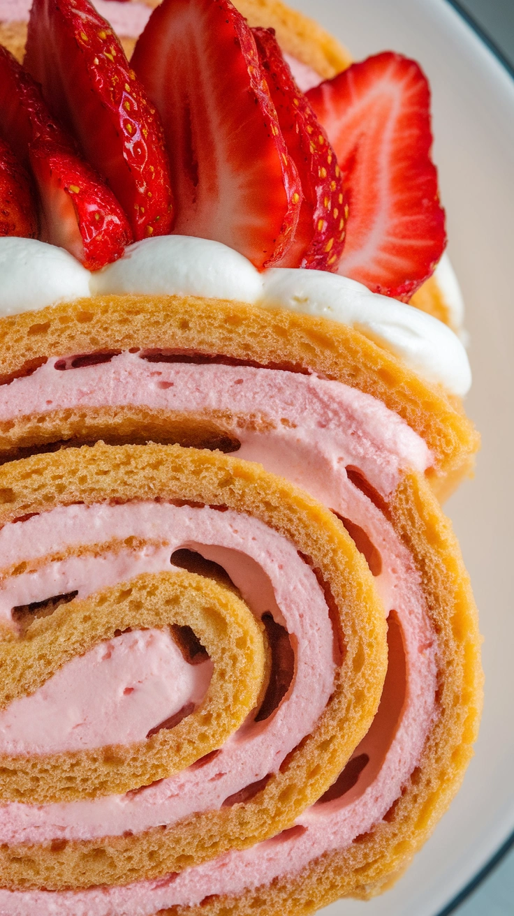 Strawberry Cream Swiss Roll