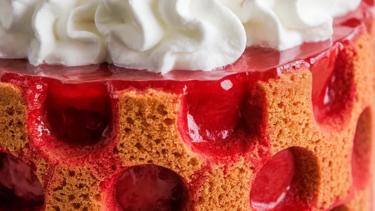 Strawberry Gelatin Poke Cake - Featured