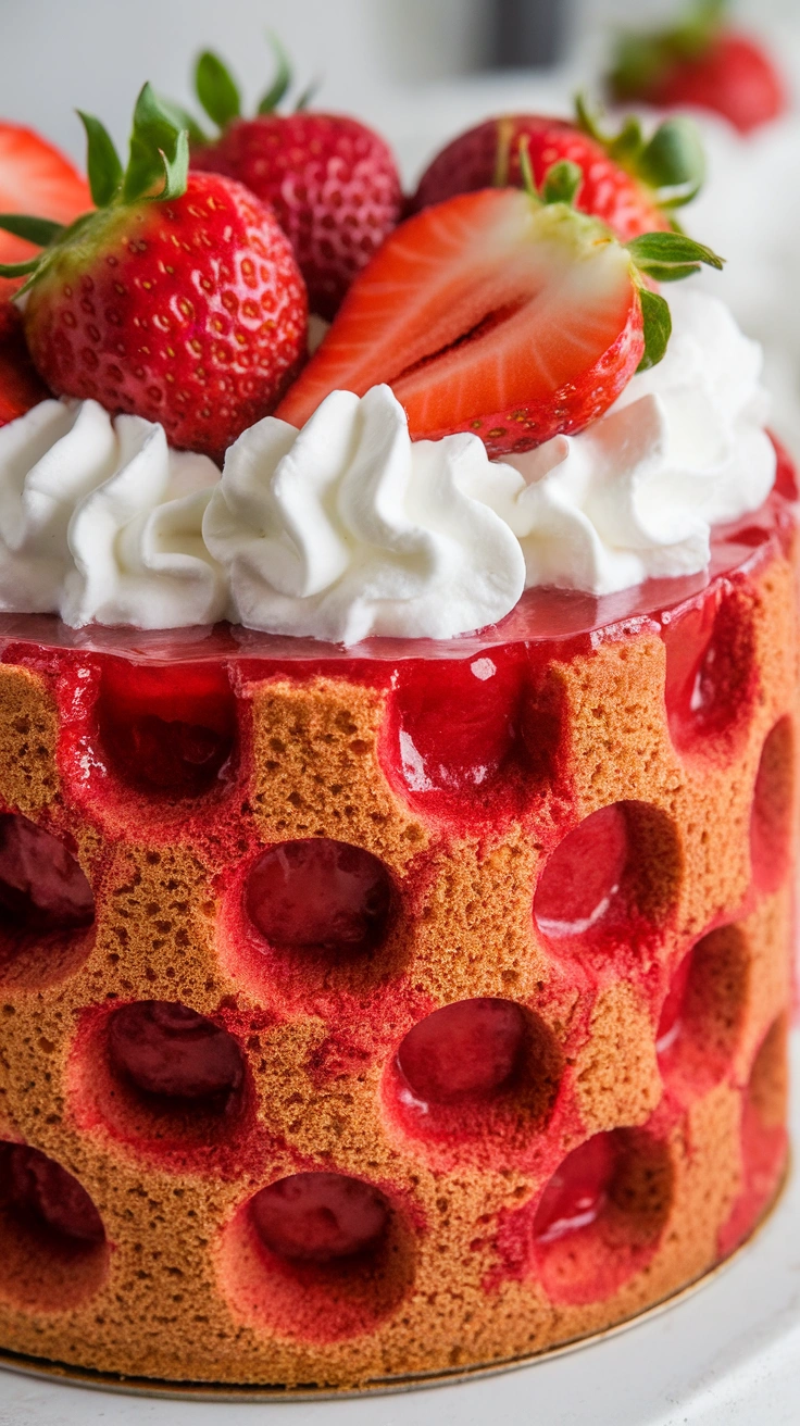 Strawberry Gelatin Poke Cake