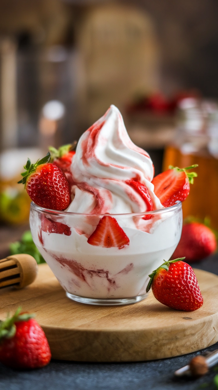 Strawberry Honey Frozen Yogurt