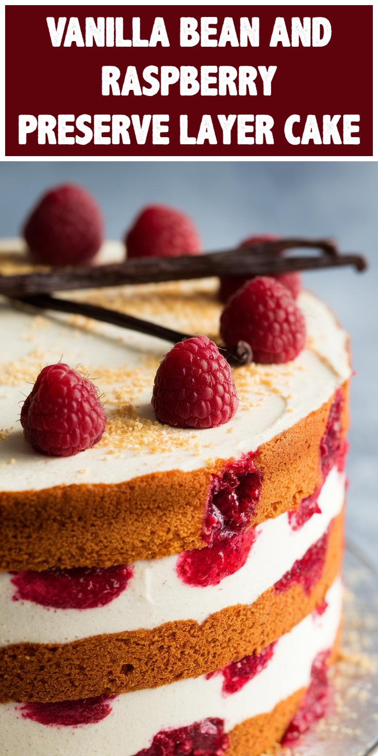 Vanilla Bean and Raspberry Preserve Layer Cake