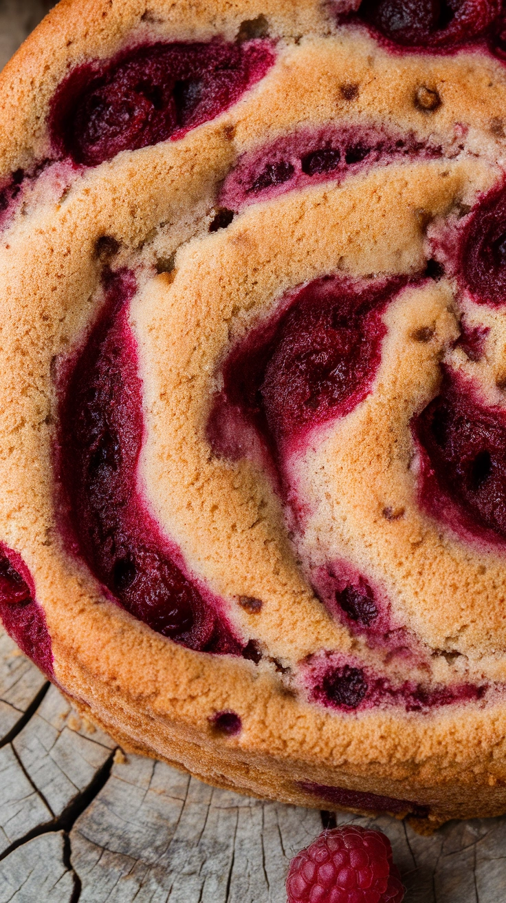 Vanilla Bean Raspberry Swirl Cake