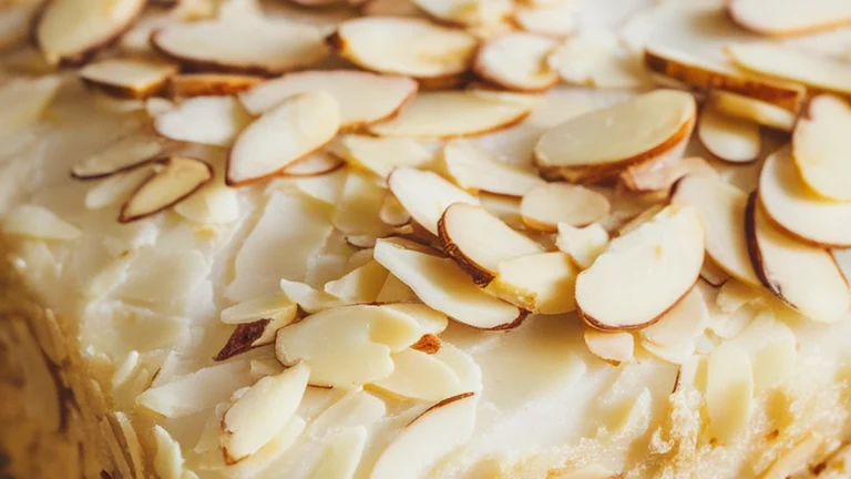 White Almond Sheet Cake - Featured