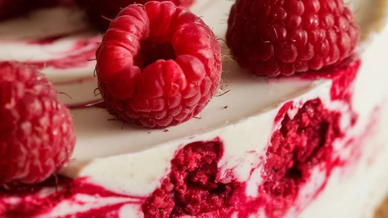 White Chocolate Raspberry Swirl Cheesecake - Featured