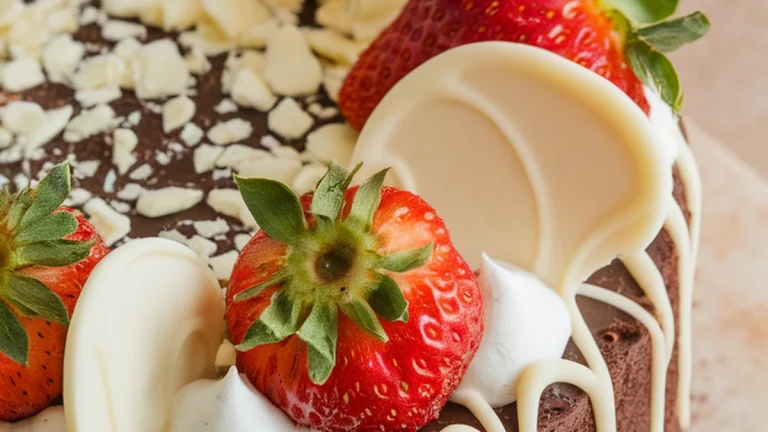 White Chocolate Strawberry Mud Cake - Featured