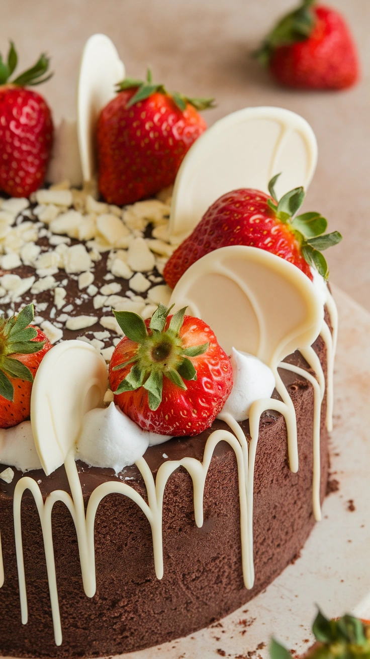 White Chocolate Strawberry Mud Cake