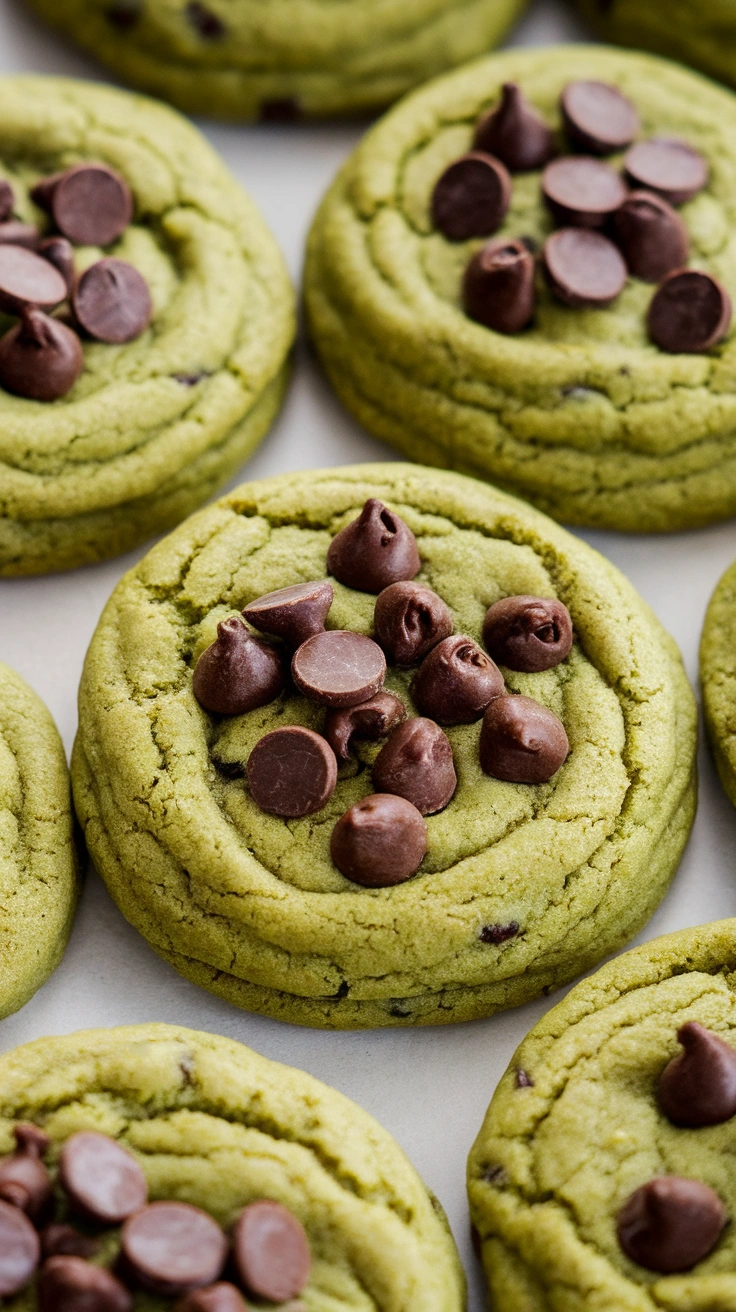 Chewy Matcha Chocolate Chip Cookies