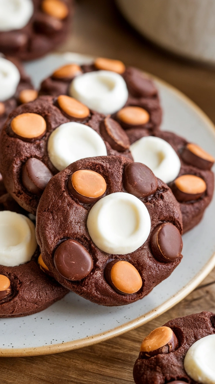 Fudgy Buckeye Brownie Cookies