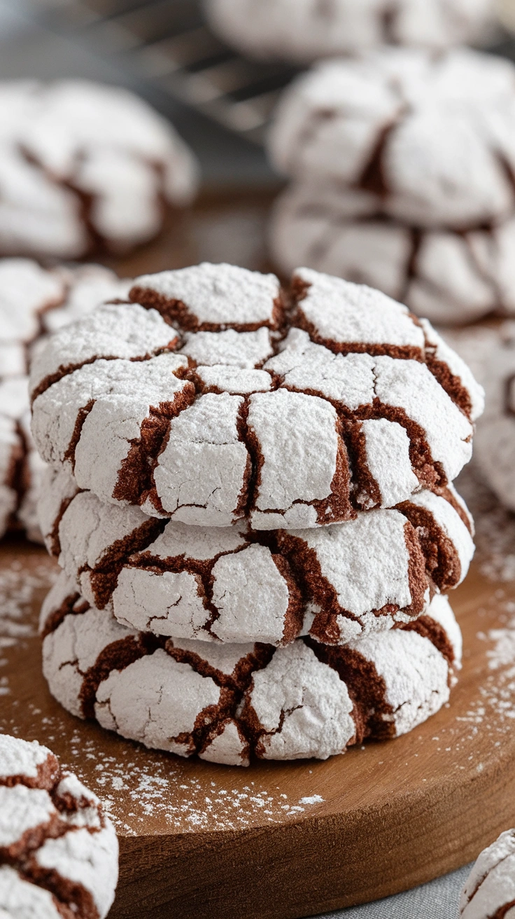 Chocolate Peppermint Crinkle Cookies