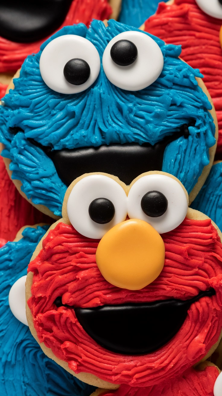 Elmo and Cookie Monster Character Cookies