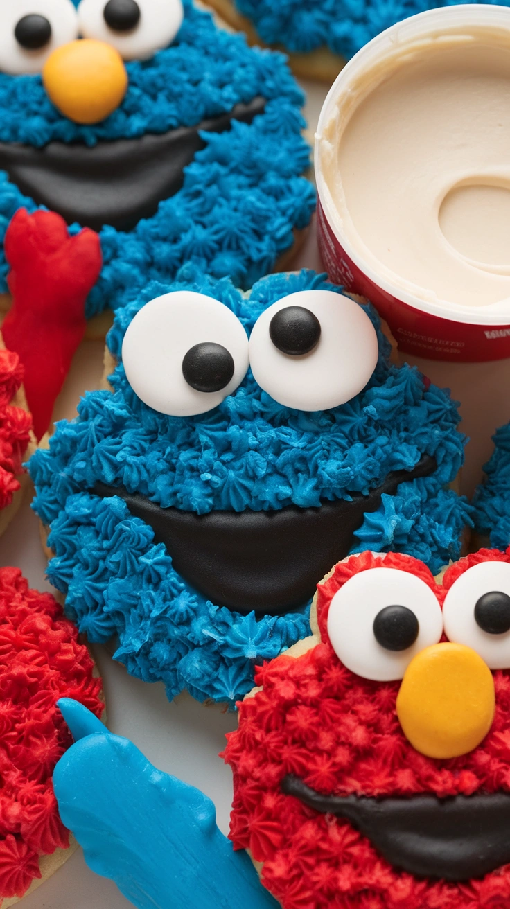 Cookie Monster and Elmo Sugar Cookies