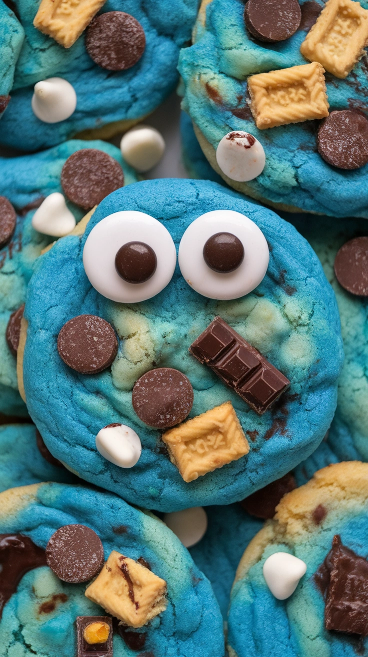 Blue Cookie Monster Chocolate Chip Cookies