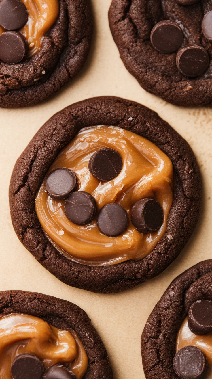 Salted Caramel Dark Chocolate Cookies