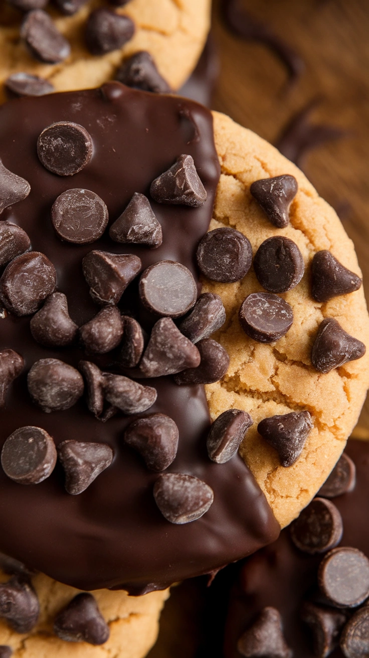 Dark Chocolate-Dipped Peanut Butter Cookies