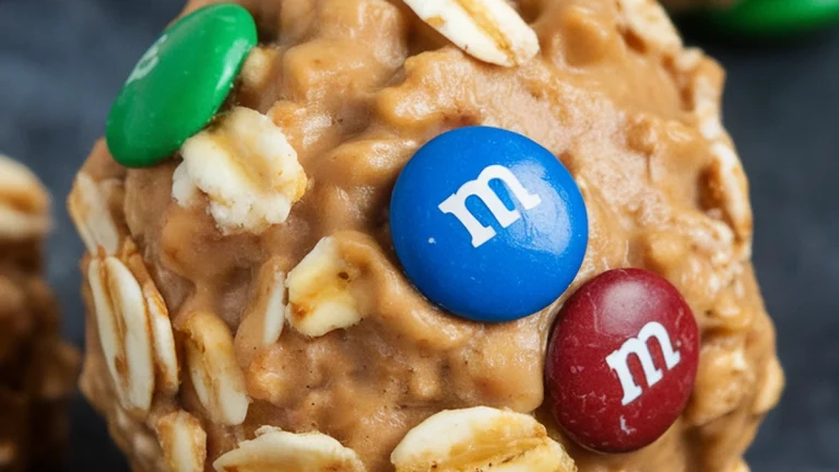 Monster Cookie Oatmeal Peanut Butter Balls with M&Ms - Featured