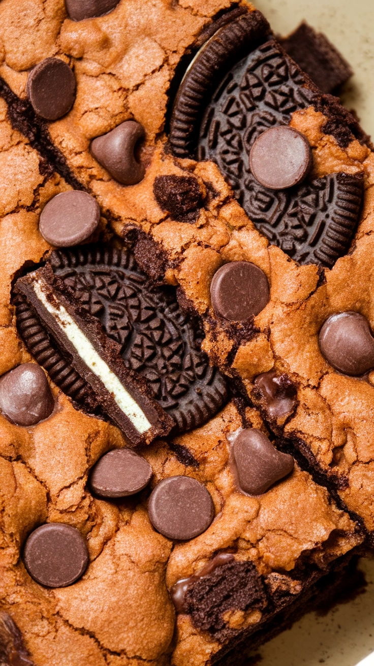 Layered Oreo Cookie Dough Brownies
