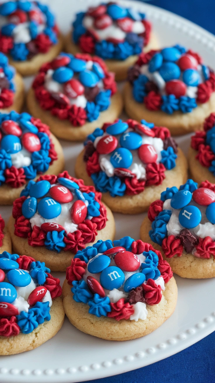 Red, White, and Blue M&M Cake Mix Cookies