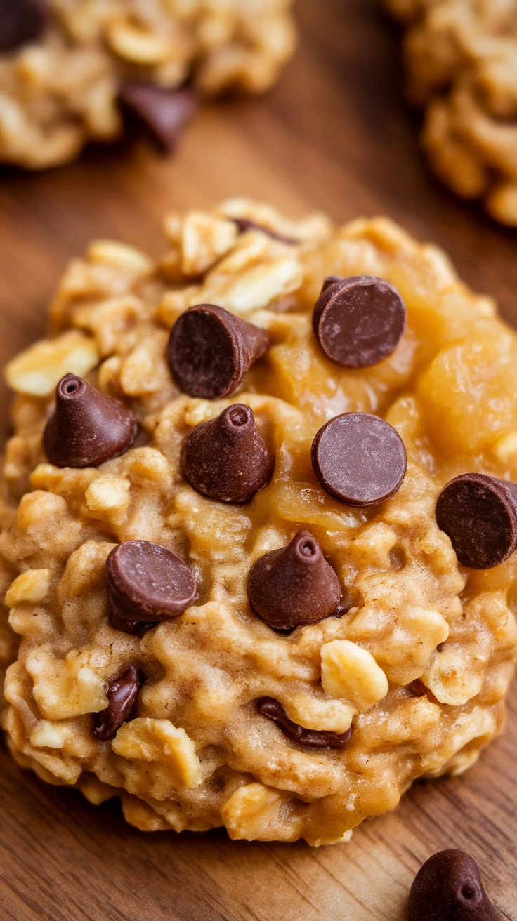 Applesauce Oatmeal Cookies with Peanut Butter and Chocolate