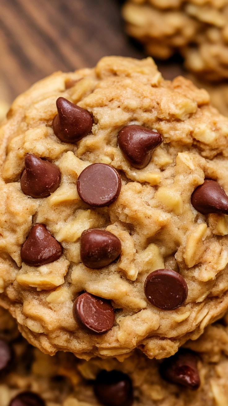 Applesauce Peanut Butter Oatmeal Cookies with Chocolate Chips