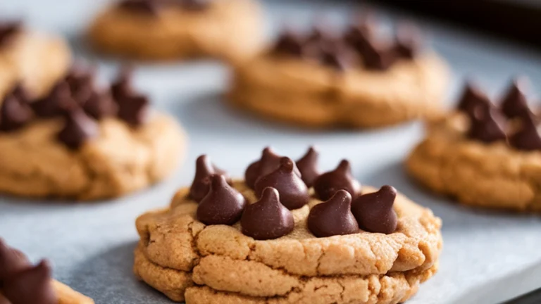 Peanut Butter Cookies with Chocolate Chips (No Flour) - Featured