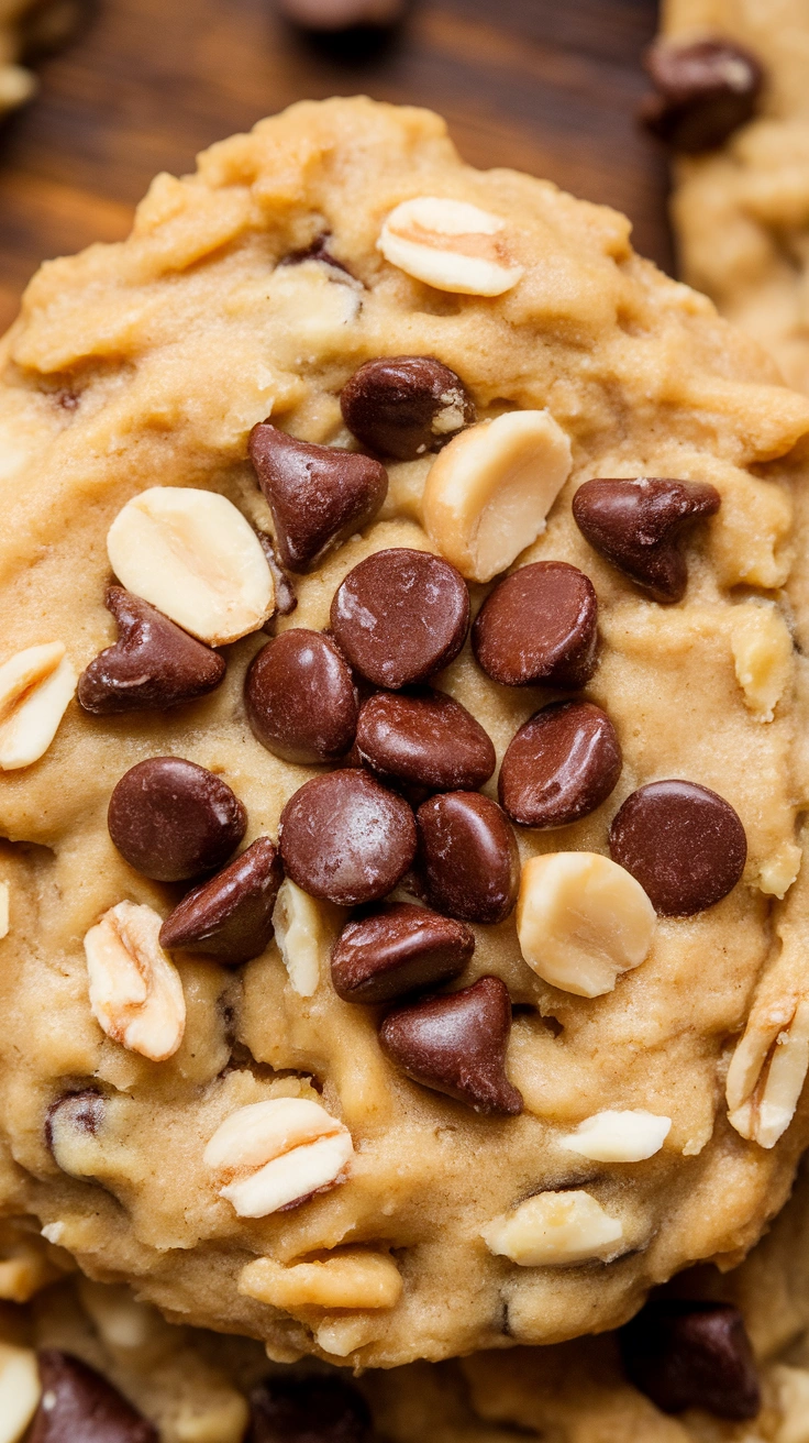Thick Peanut Butter and Oatmeal Chocolate Chip Cookies