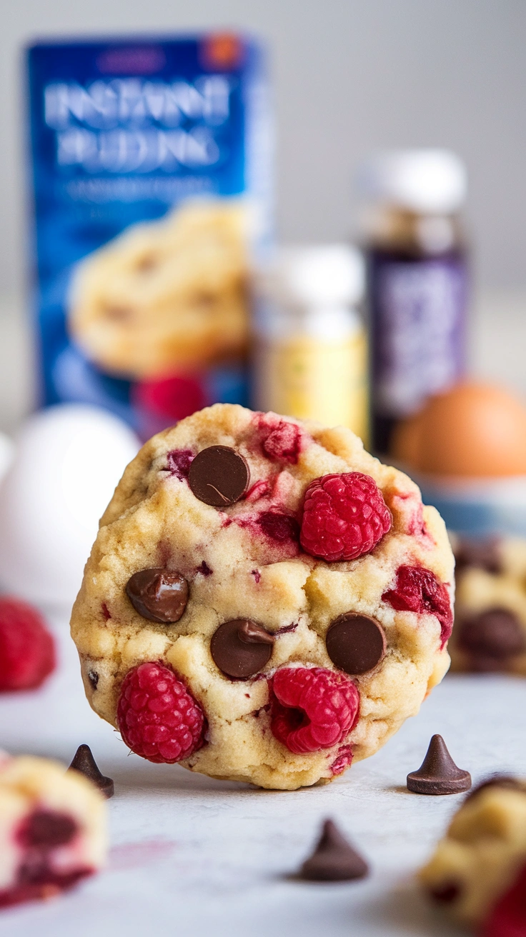 Soft Raspberry Chocolate Chip Cookies