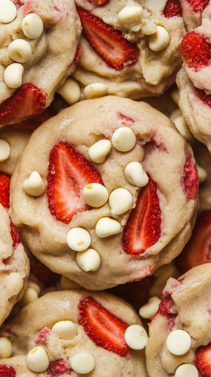 Chewy Strawberry White Chocolate Chip Cookies