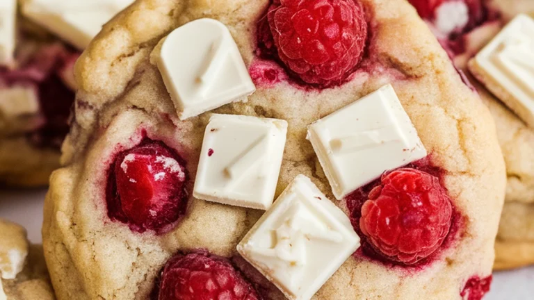 White Chocolate Chunk Raspberry Cookies - Featured