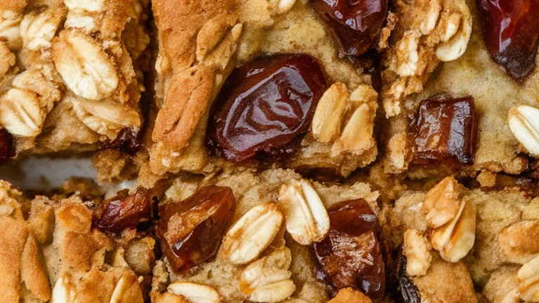 Baked Oat Date Squares - Featured