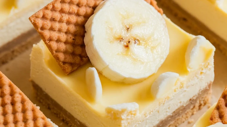 Banana Pudding Cheesecake Squares - Featured