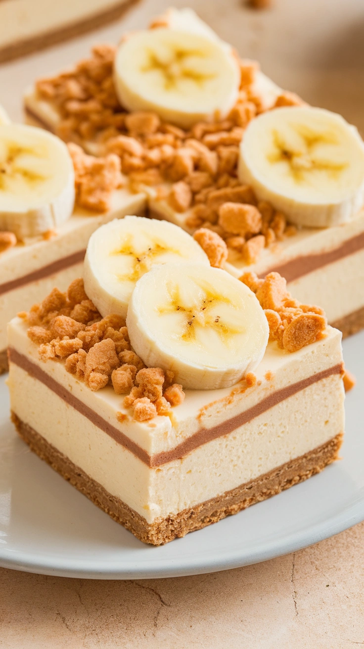 Layered Banana Pudding Cheesecake Squares
