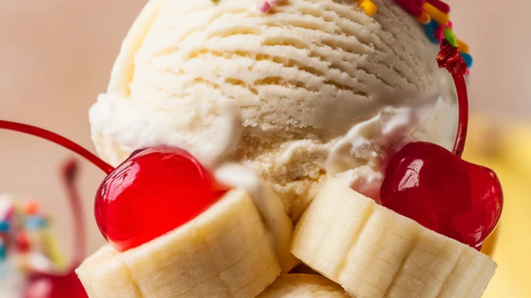 Banana Split with Whipped Cream and Cherries - Featured
