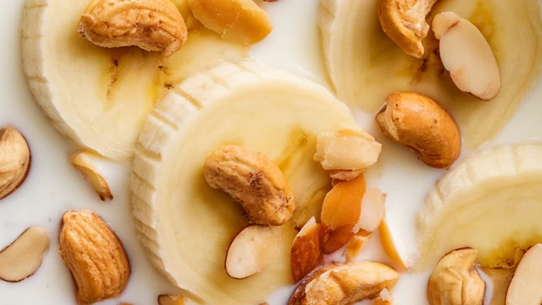 Bananas in Milk with Cashews and Almonds - Featured