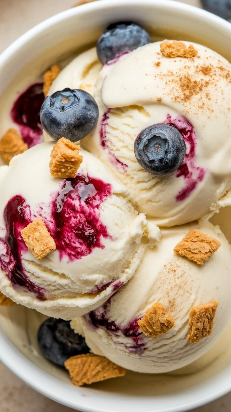 Creamy Blueberry Cheesecake Ice Cream