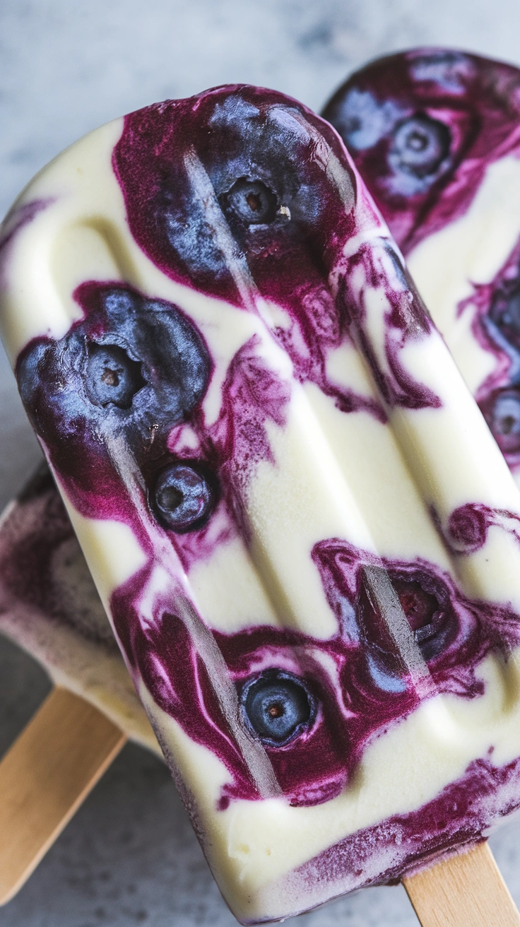 Frozen Blueberry Cheesecake Popsicles
